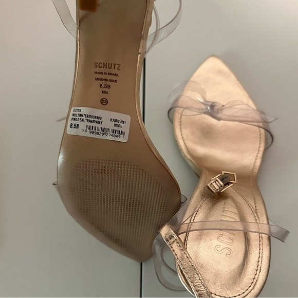 Schutz Elyda heels Bow Gold Transparent Bridal Wedding Women’s sz 8.5 - Picture 6 of 6